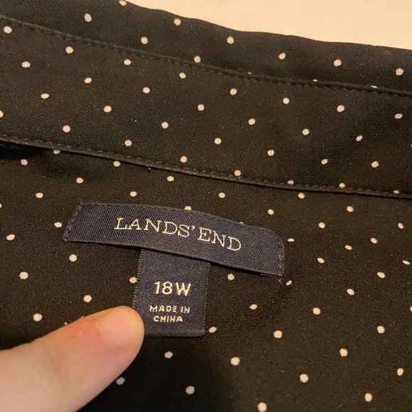 Lands' End Black Polka Dot Blouse - Picture 4 of 9